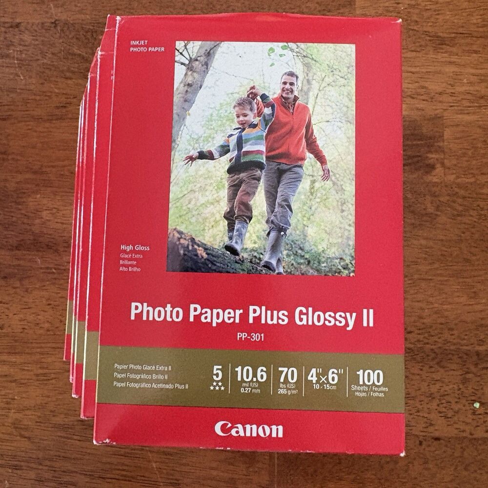 Canon Photo Paper 4x6" Plus Glossy II PP-301 Set of 5 @ 100 Sheets Each NEW